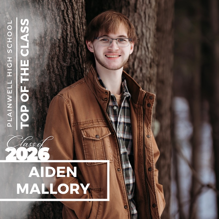 Picture of senior class student with writing - Plainwell High School - Top of the Class - Class of 2026 - Aiden Mallory