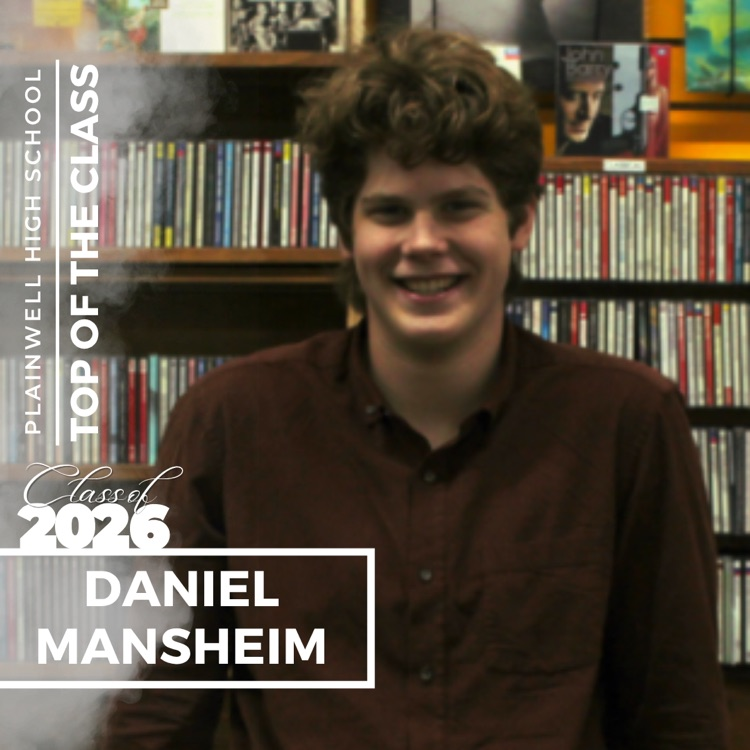 Picture of senior class student with writing - Plainwell High School - Top of the Class - Class of 2026 - Daniel Mansheim
