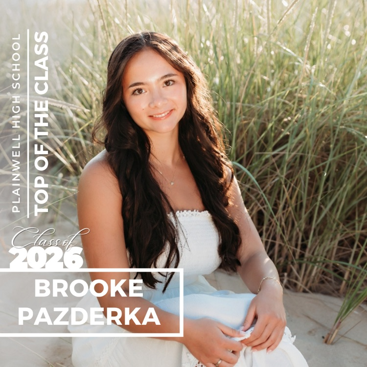 Picture of senior class student with writing - Plainwell High School - Top of the Class - Class of 2026 - Brooke Pazderka