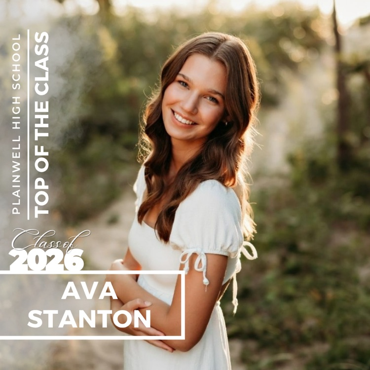Picture of senior class student with writing - Plainwell High School - Top of the Class - Class of 2026 - Ava Stanton