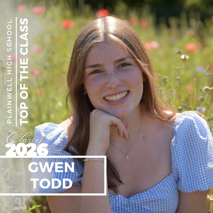 Picture of senior class student with writing - Plainwell High School - Top of the Class - Class of 2026 - Gwen Todd