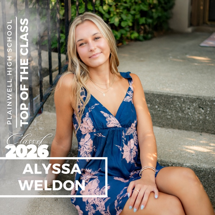 Picture of senior class student with writing - Plainwell High School - Top of the Class - Class of 2026 - Alyssa Weldon