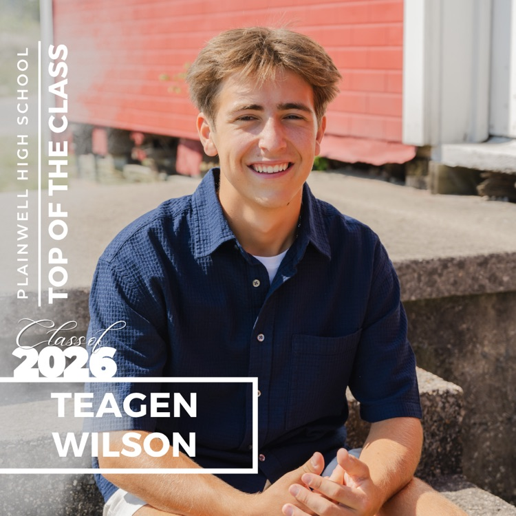 Picture of senior class student with writing - Plainwell High School - Top of the Class - Class of 2026 - Teagen Wilson