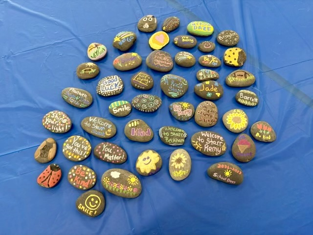 picture of rocks that will be hidden on elementary playgrounds the first day of school