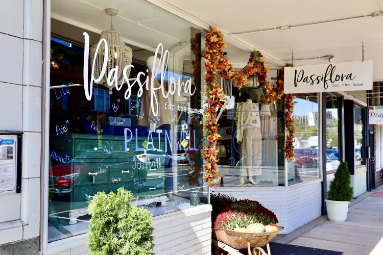 picture of downtown business with windows painted for homecoming week