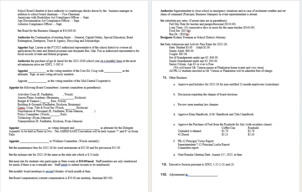 July School Board Agenda