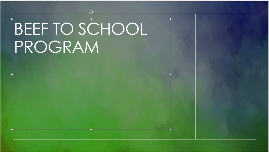 beef to school program flyer with a green background