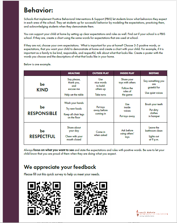 flyer describing behavior tips