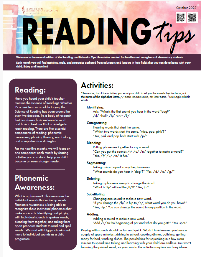 flyer describing reading tips