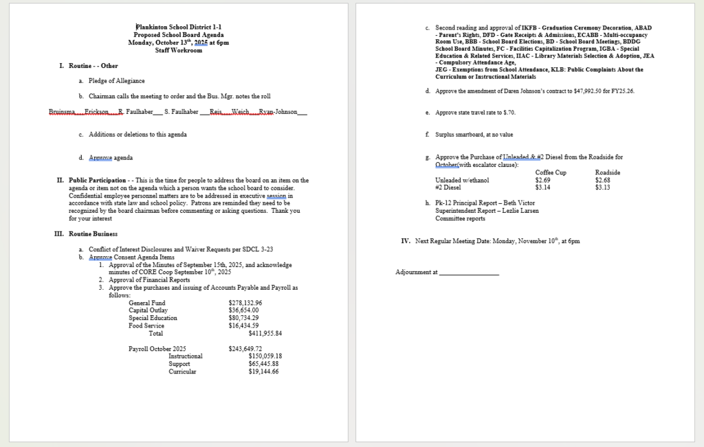 school board agenda