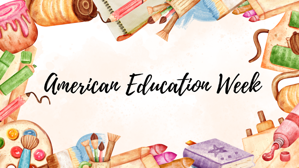 colorful flyer with the words American Education Week on it