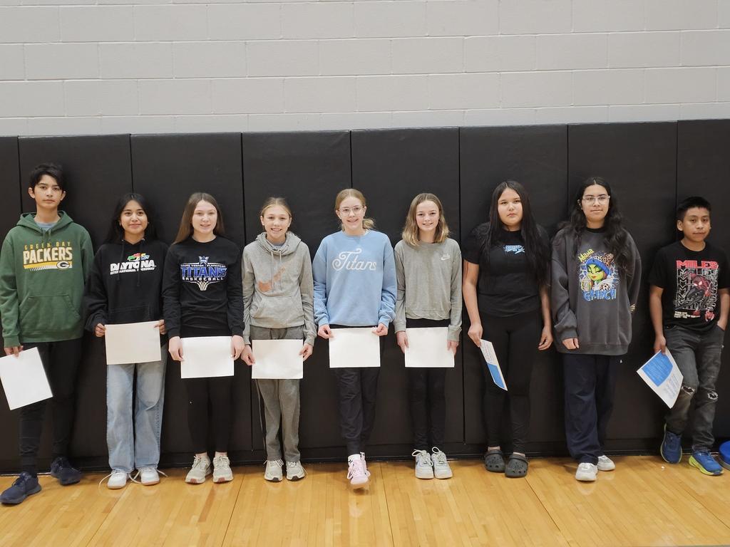 middle school students who were nominated for student of the month wearing all different types of clothes