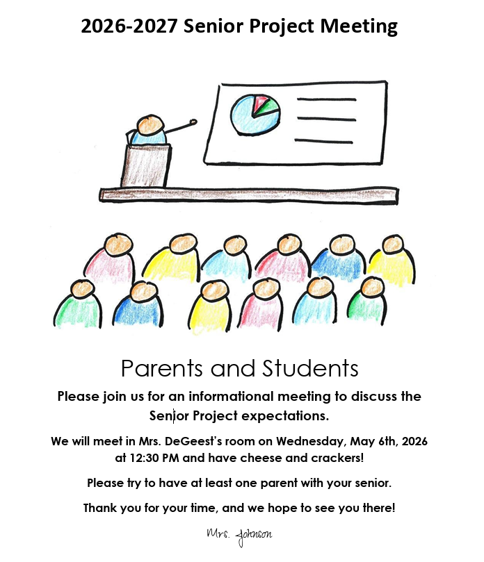 Senior Project Mtg. May 6th at 12:30