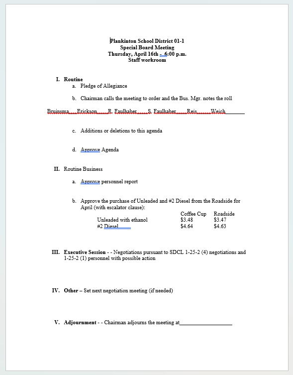 school board agenda April 17, 2026