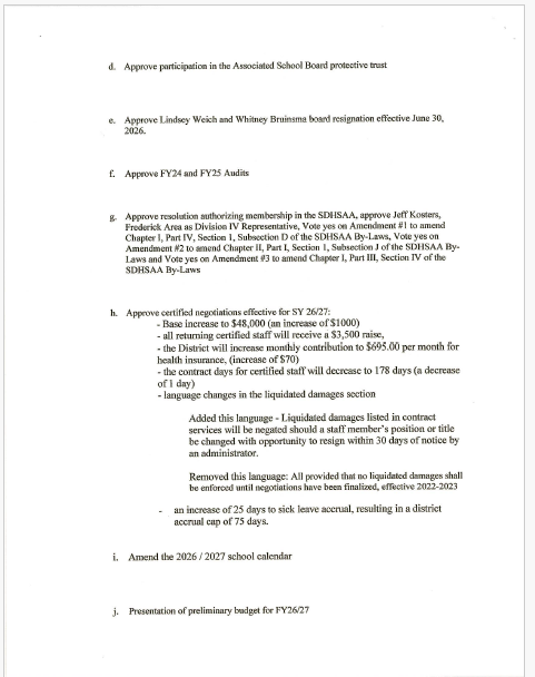 page two the may school board agenda