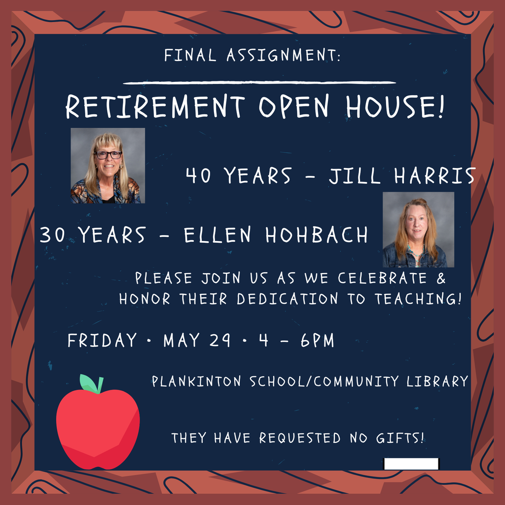 retirement flyer showing two staff who are retiring and congratulating them