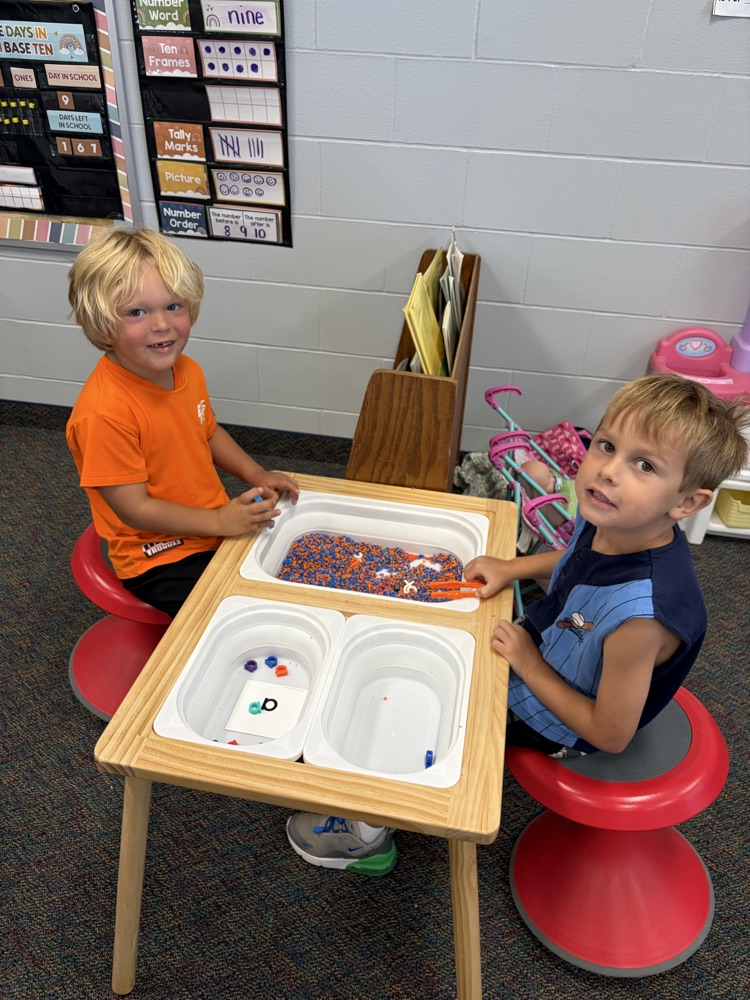 Searching for the letters in our sensory table and sorting them by ‘a’ and ‘not a'