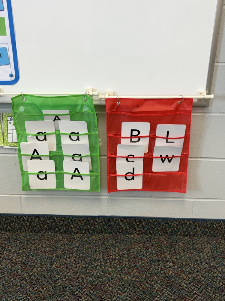 We practiced sorting our letter cards by Letter A and not letter A