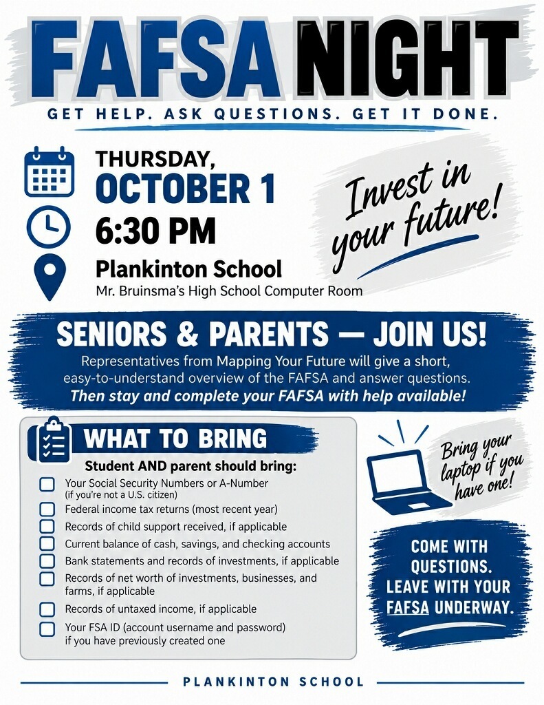 poster adverting FAFSA night
