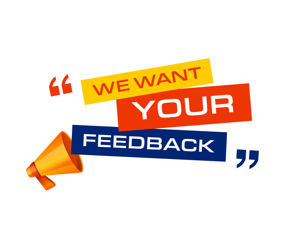 we want your feedback logo
