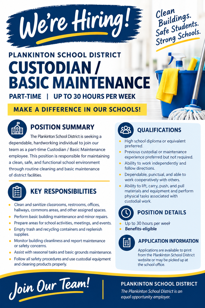 flyer advertising a custodial position