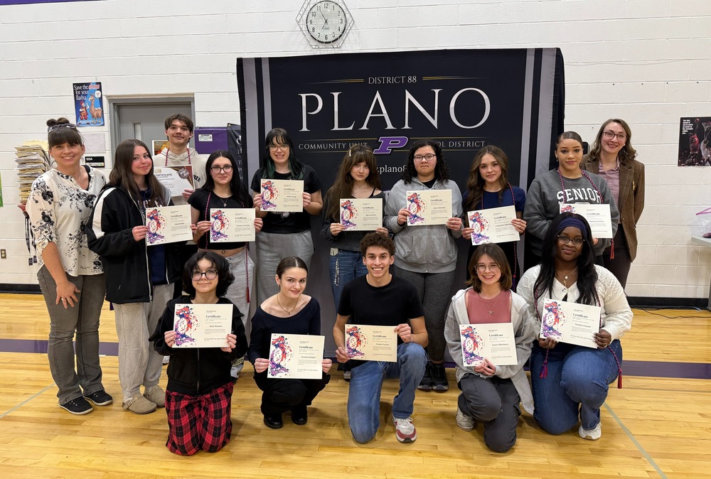 PHS Art Students with their certificates