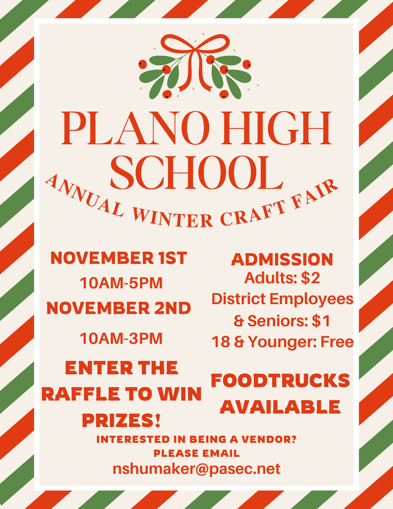 PHS Annual Winter Craft Fair Flyer