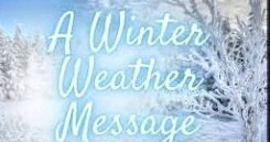 A winter weather message with winter background