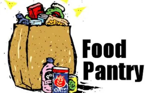 Food Pantry with Brown Paper Bag with Groceries