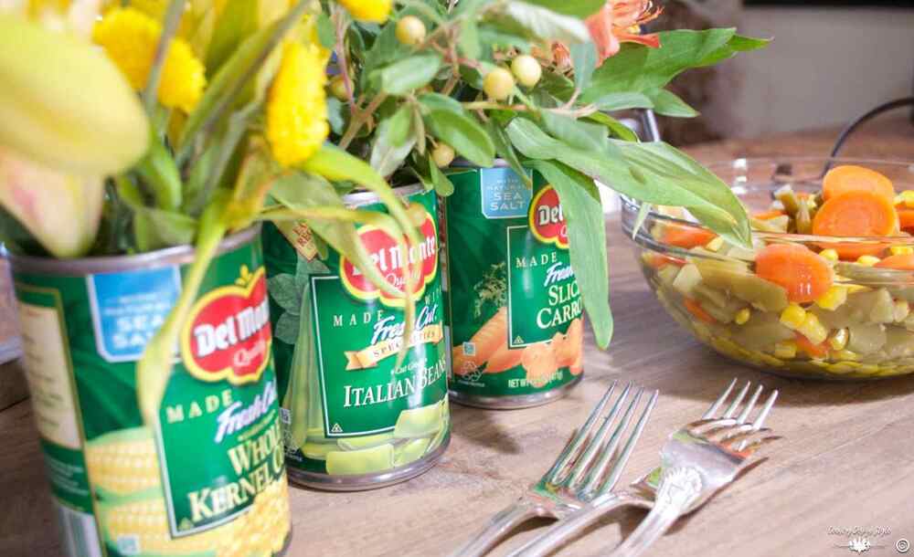 Tin can with flowers