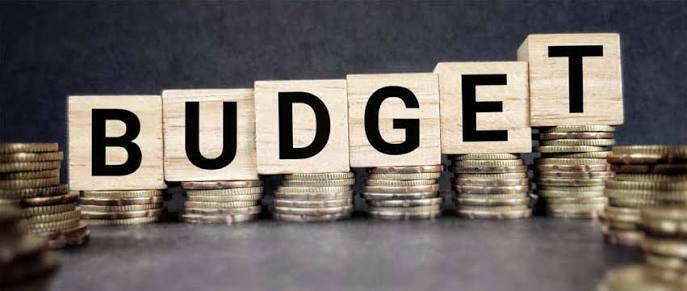 Blocks spelling budget on top of coins