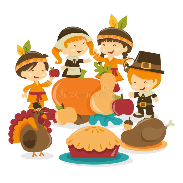 Thanksgiving Turkey with Pilgrims and Indians