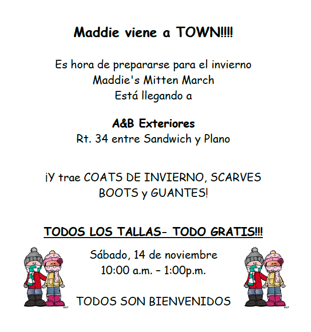 Maddie's Mitten March Informational Flyer Spanish