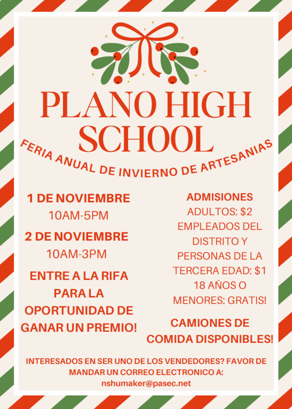 PHS Annual Winter Craft Fair Flyer Spanish
