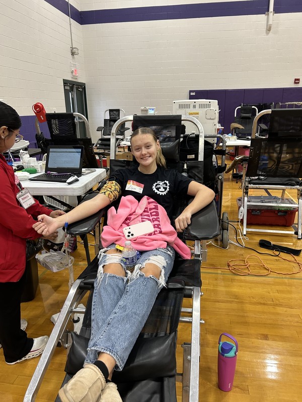 Student at Blood Drive