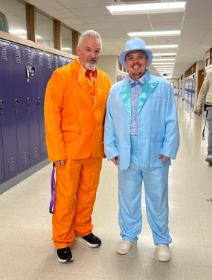 PMS Principal and AP dressed up for Spirit week