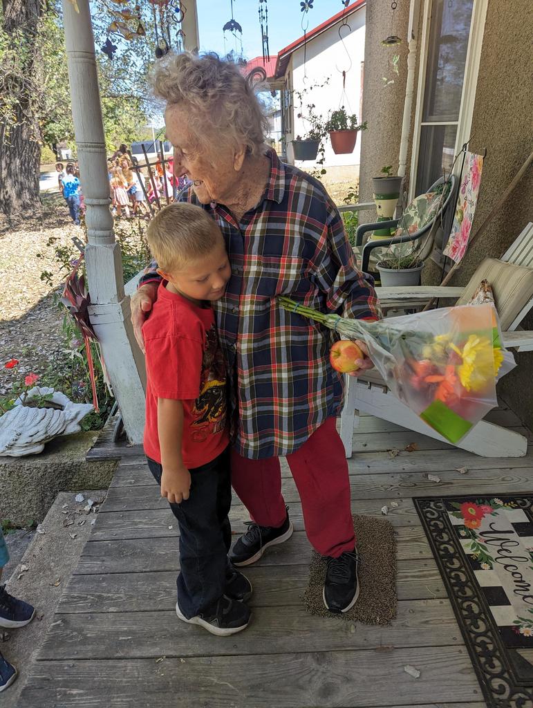 The kindergarten classes surprised Miss Betty with a bouquet of flowers today. Miss Betty likes her flowers, birds, and squirrels but she sure loves her Plato children! We are so blessed to have a wonderful kind neighborhood! Once a Plato Eagle, always a Plat Eagle.