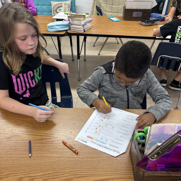 Mrs. Collier’s 3rd graders were introduced to the concept of climate. Students explored different climates in several regions and combined maps to find global climate patterns. 