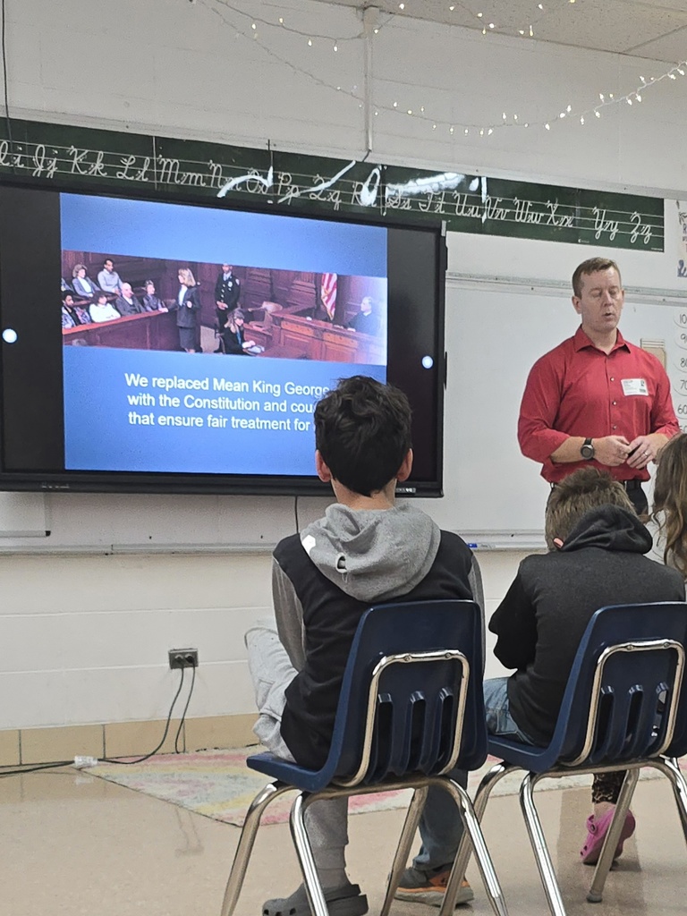 The Texas County Prosecuting Attorney, Mr. Parke Stevens visited Mrs. Dahms and Mrs. Hazelwood's 4th grade students to talk about the importance of The Constitution of the United States. The students were prepared with some great questions about the constitution and how court rooms work.   Thank you Mr. Steven's for taking time out of your day to visit our classroom!