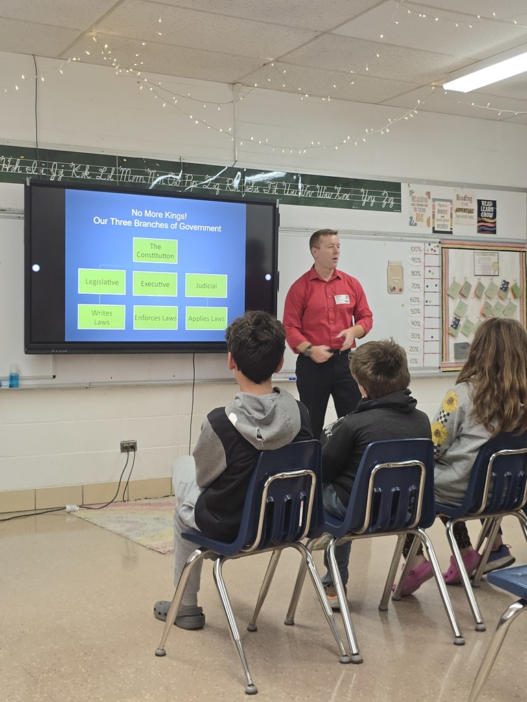 The Texas County Prosecuting Attorney, Mr. Parke Stevens visited Mrs. Dahms and Mrs. Hazelwood's 4th grade students to talk about the importance of The Constitution of the United States. The students were prepared with some great questions about the constitution and how court rooms work.   Thank you Mr. Steven's for taking time out of your day to visit our classroom!