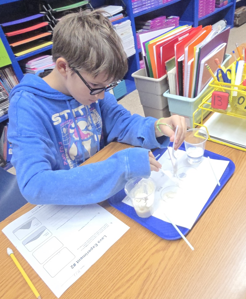 Mrs. Hazelwood's 4th grade class conducted a lab to help explore the type of lava that is found in volcanoes and how it impacts the level of eruption.