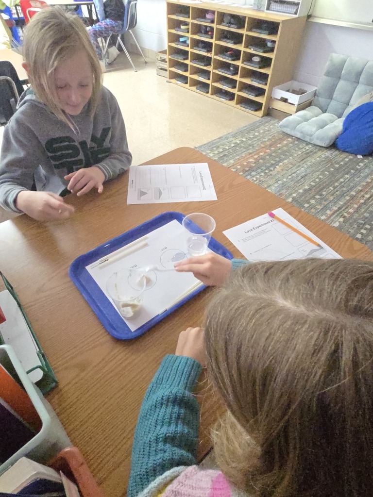Mrs. Hazelwood's 4th grade class conducted a lab to help explore the type of lava that is found in volcanoes and how it impacts the level of eruption.