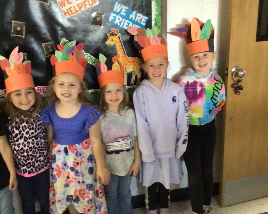 Miss Amy’s kindergarten class has begun their annual Chief Readalot competition. Every time the student successfully reads a word, it is attached to their headband. We will work on this every day until Thanksgiving break.