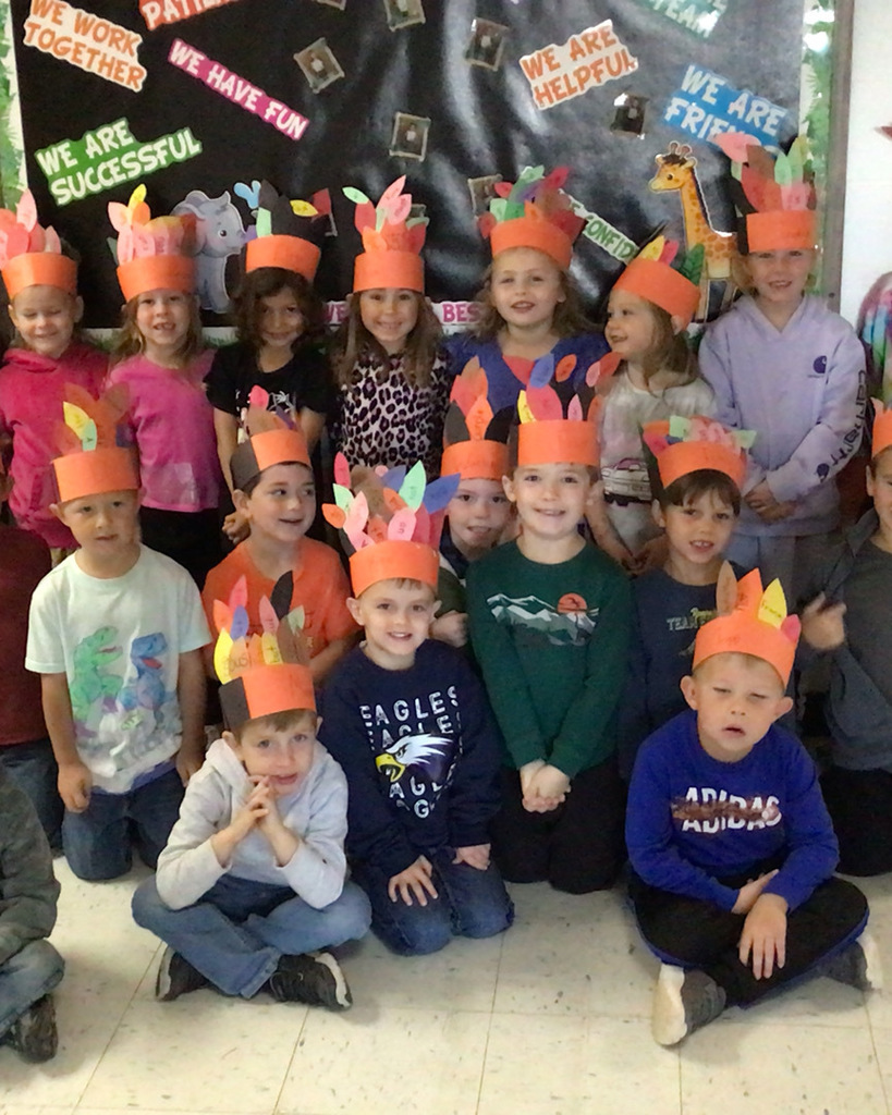 Miss Amy’s kindergarten class has begun their annual Chief Readalot competition. Every time the student successfully reads a word, it is attached to their headband. We will work on this every day until Thanksgiving break.