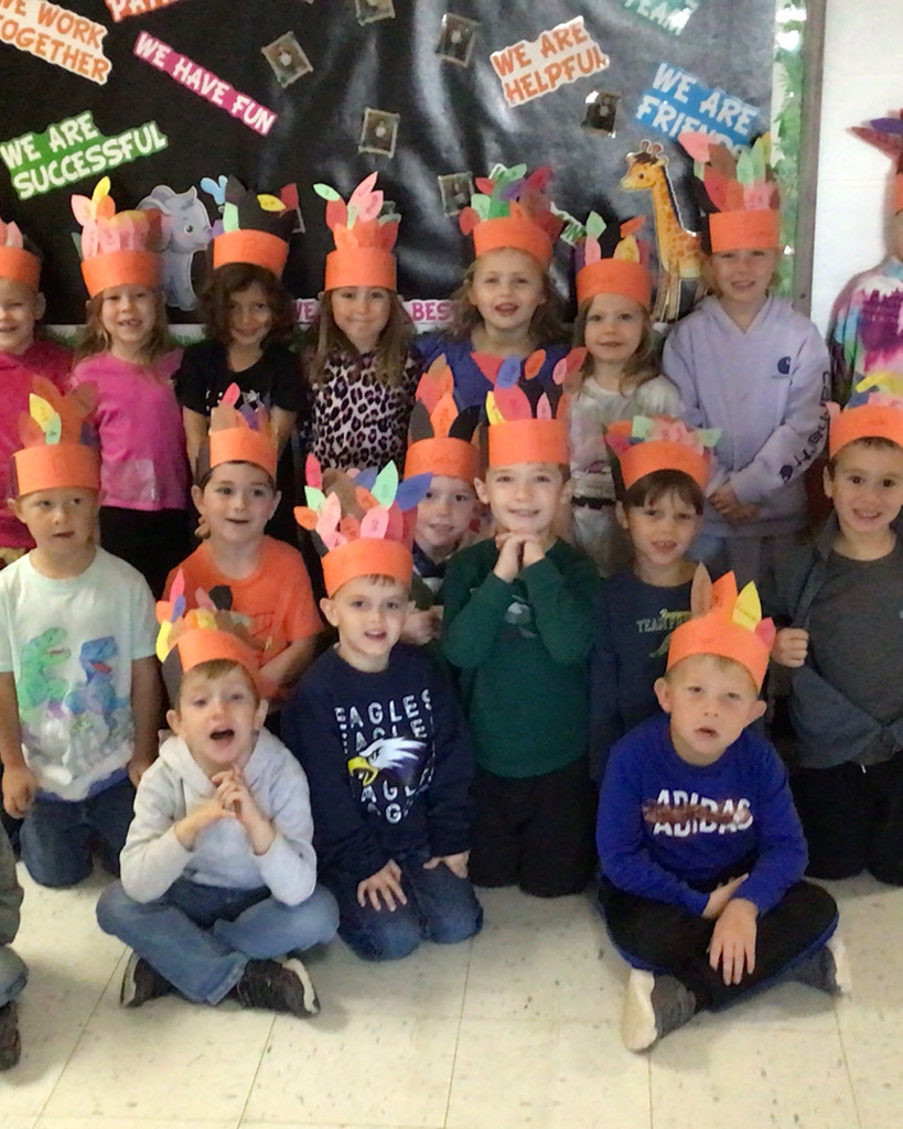 Miss Amy’s kindergarten class has begun their annual Chief Readalot competition. Every time the student successfully reads a word, it is attached to their headband. We will work on this every day until Thanksgiving break.