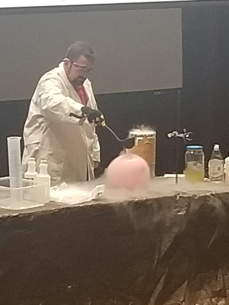 Plato RV High School Science Department students at the "Chemistry is Fire" demonstration in Leach Theater University of Missouri School of Science & Technology 10.05.2025  -- MST STEM Outreach Day