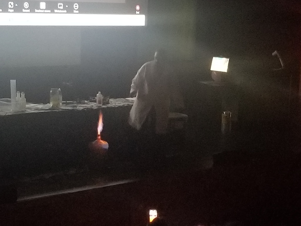 Plato RV High School Science Department students at the "Chemistry is Fire" demonstration in Leach Theater University of Missouri School of Science & Technology 10.05.2025  -- MST STEM Outreach Day