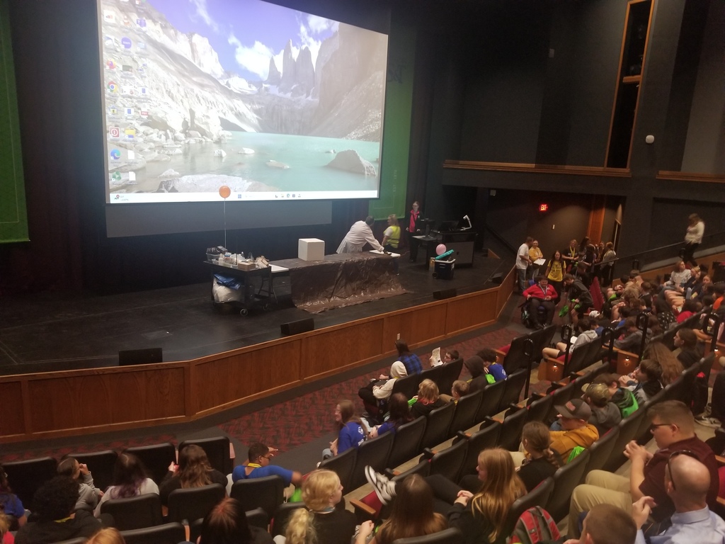Plato RV High School Science Department students at the "Chemistry is Fire" demonstration in Leach Theater University of Missouri School of Science & Technology 10.05.2025  -- MST STEM Outreach Day