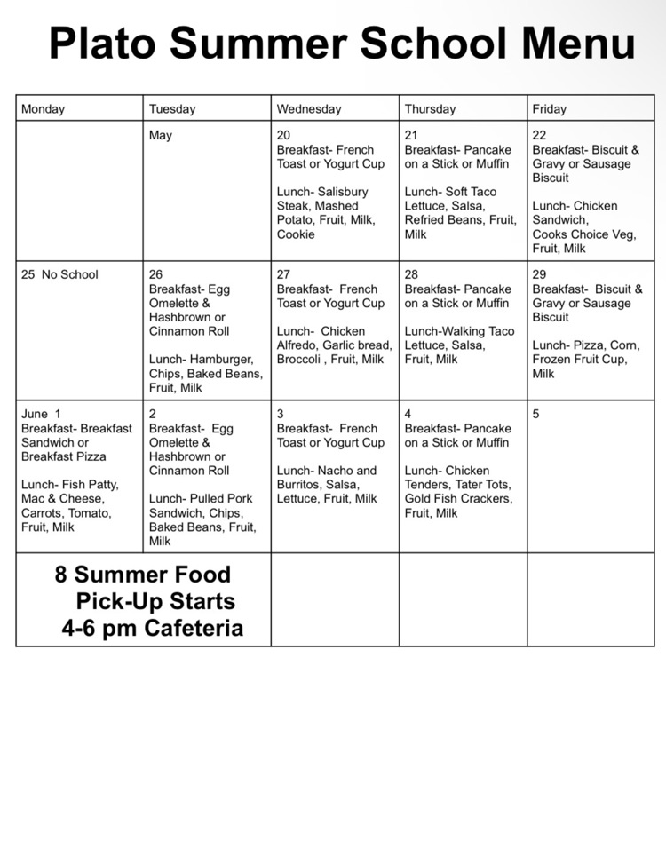 Plato Summer Food Program