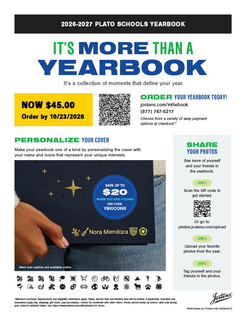 Plato 2026-2027 Yearbook Ad